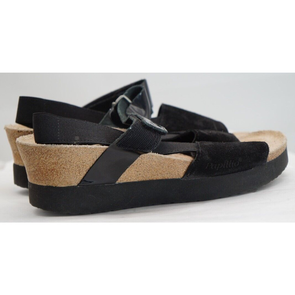 Papillio By Birkenstock Lana Black Leather Wedge Sandals Size 38 US 7 - Picture 8 of 10